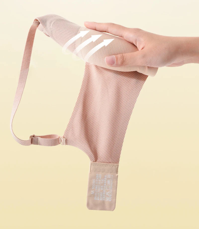 Stripe Color Contrast Soft Support Seamless Women Underwear Semifixed Cup Pad No Steel Ring Adjustable straps Gathered Woman Bra.