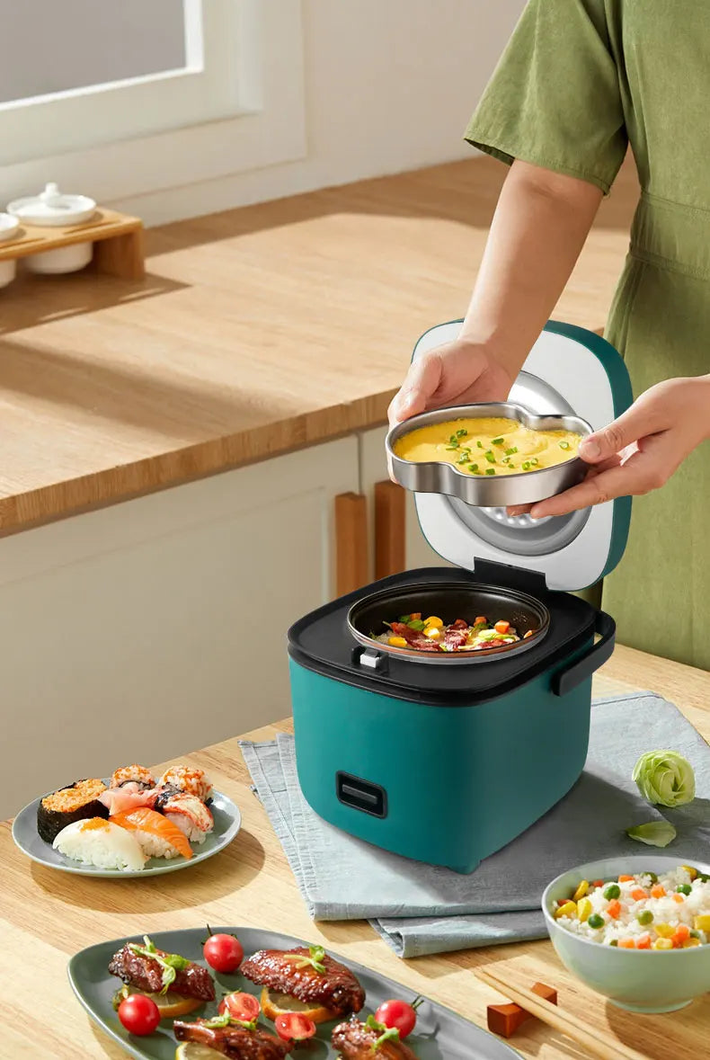 Mini Rice Cooker Automatic Household Kitchen Electric Cooking machine 1-2 People Food Warmer Steamer 1.2L Small Rice Cooker.