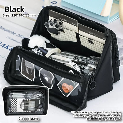 Neue 9-lagige doppelseitige abnehmbare Bleistifttasche mit großem Fassungsvermögen, wendbare Schreibwarentasche für Studenten, multifunktionale Aufbewahrungstasche