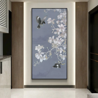 Chinese Simple Ink Art Canvas Poster Flower And Bird Wall Painting Prints Pictures Bedroom Corridor Living Room Decoration Mural.