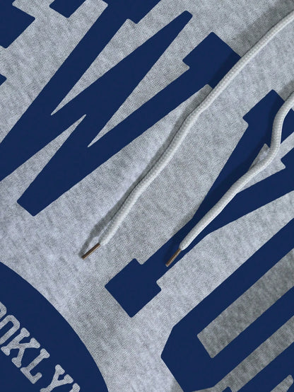 New York Text pattern Pocket Drawstring Hoodie Fleece Warm Hoodies Long Sleeve Tops Autumn Fashion Hoody Casual Loose Streetwear.