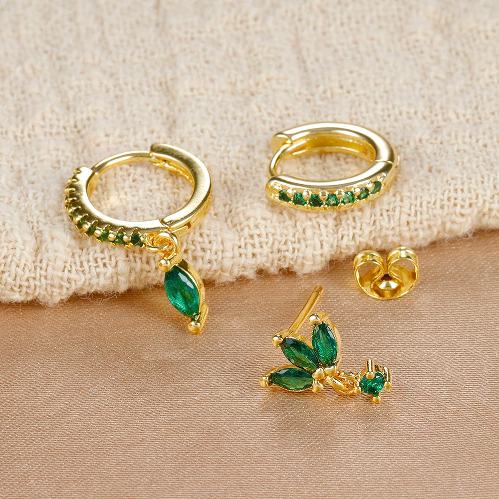 3PCS Fashion Horse eyes Pendant Piercing Earrings Set For Women Stainless Steel Zircon Ear Studs Earring Trendy Jewelry aretes.