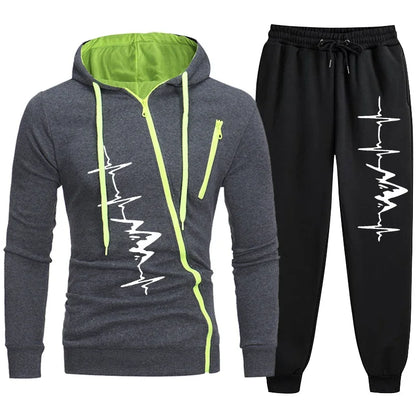 Brand Men Tracksuit 2 Pieces Men's Winter Jacket Casual Zipper Jackets Sportswear+Pants Sweatshirt Sports Suit Men Sets Clothing