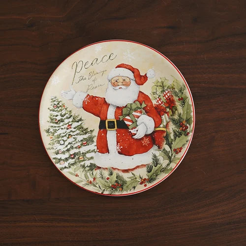 Christmas Themed Ceramic Dinner Plates Tableware Set Underglaze Color Process Coffee Cup Soup Bowl Santa Claus Steak Plate.