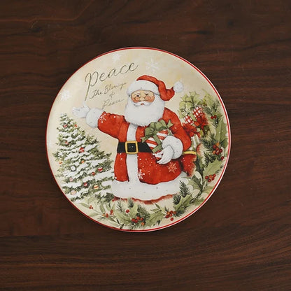 Christmas Themed Ceramic Dinner Plates Tableware Set Underglaze Color Process Coffee Cup Soup Bowl Santa Claus Steak Plate.
