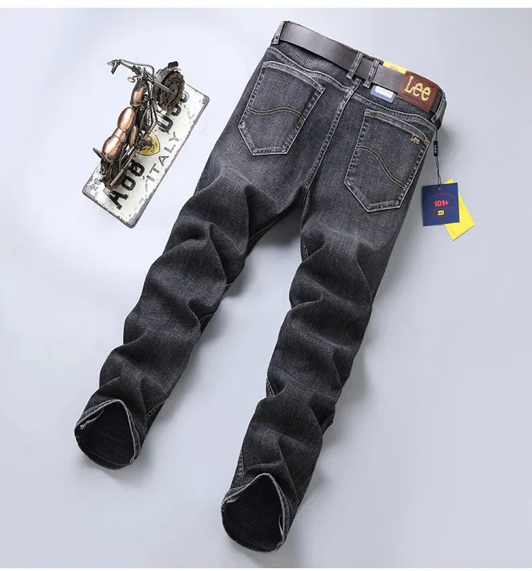 Lee Dex Jeans Herren Herbst/Winter Dicke, gerade Beine, lockere Passform, lässige Business-Hose, schlankmachend, glättet Ihre Silhouette-Hose.