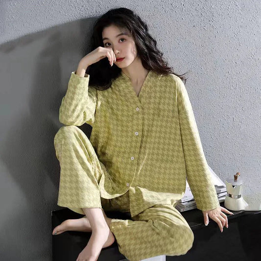 Spring and Autumn New Women's Pajamas Homewear Suit Women's Long-Sleeved Homewear Autumn and Winter Models Homewear Suit.