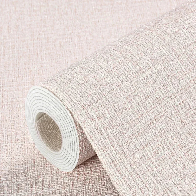 3D Linen Texture Thickened Wallpaper Self-adhesive Waterproof Wall Sticker for Living Room Dormitory Bedroom Wall Decoration