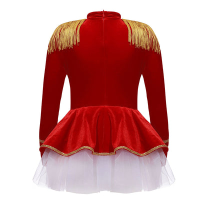 Kinder Mädchen Halloween Weihnachten Karneval Zirkus Zirkusdirektor Cosplay Performance Kostüm Langarm Mesh Trikot Tutu Kleid