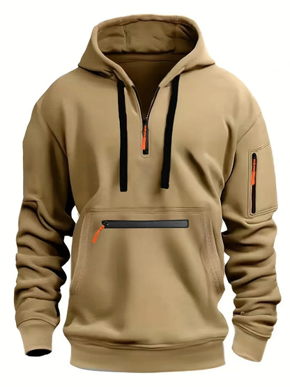 Neues Freizeithemd mit mehreren Taschen und Reißverschluss, Fleece-Kapuze für Damen und Herren, Übergröße, lockerer Pullover, modisches Sweatshirt-Oberteil, warmer Kapuzenpullover.