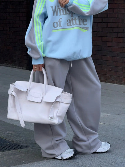 European American 2025, Neuankömmling Damen-Anzug-Set, hochwertiger Herbst- und Winter-Hoodie mit Farbblock-Hose, zweiteiliges Outfit