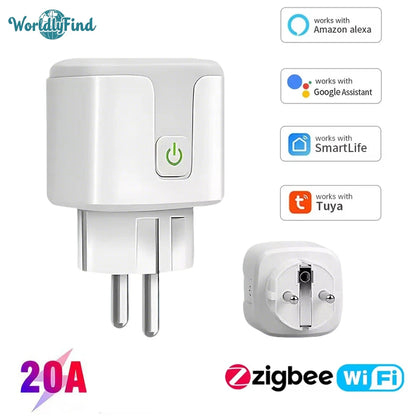 Tuya Wifi Steckdosen Smart Homekit 20A Smart EU Stecker Mit Überwachung Timing Unterstützung Google Assistent Alexa Voice Control.
