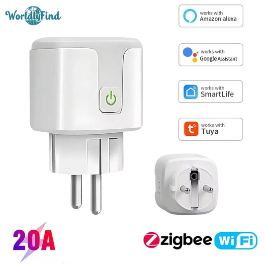 Tuya Wifi Steckdosen Smart Homekit 20A Smart EU Stecker Mit Überwachung Timing Unterstützung Google Assistent Alexa Voice Control.