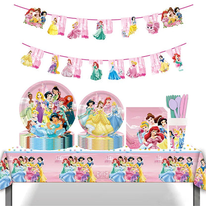 Disney Prinzessin Geburtstag Party Dekorationen Mädchen Kind Deco Disney Prinzessin Geburtstag Teller Servietten Tassen Geschirr Liefert Setup.