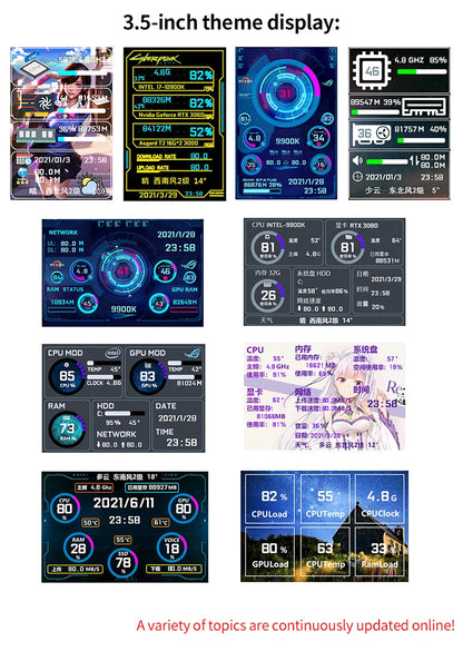 3.5 Inch IPS TYPE-C Secondary Screen DIY Computer Monitor USB-TYPEC Secondary Screen for Windows Built-in Software.