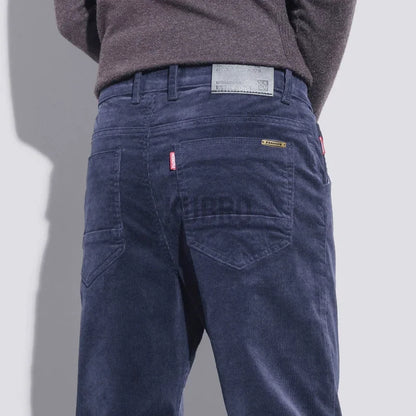 KUBRO High Quality Corduroy Fabric Men's Business Casual Trousers Autumn Korean Style Small Straight Slim Versatile Cargo Pants.
