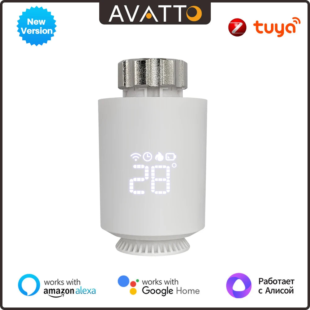 AVATTO Tuya ZigBee3.0 Thermostat Radiator Actuator Smart TRV Thermostatic Valve Controller Works With Alexa Google Home Alice.