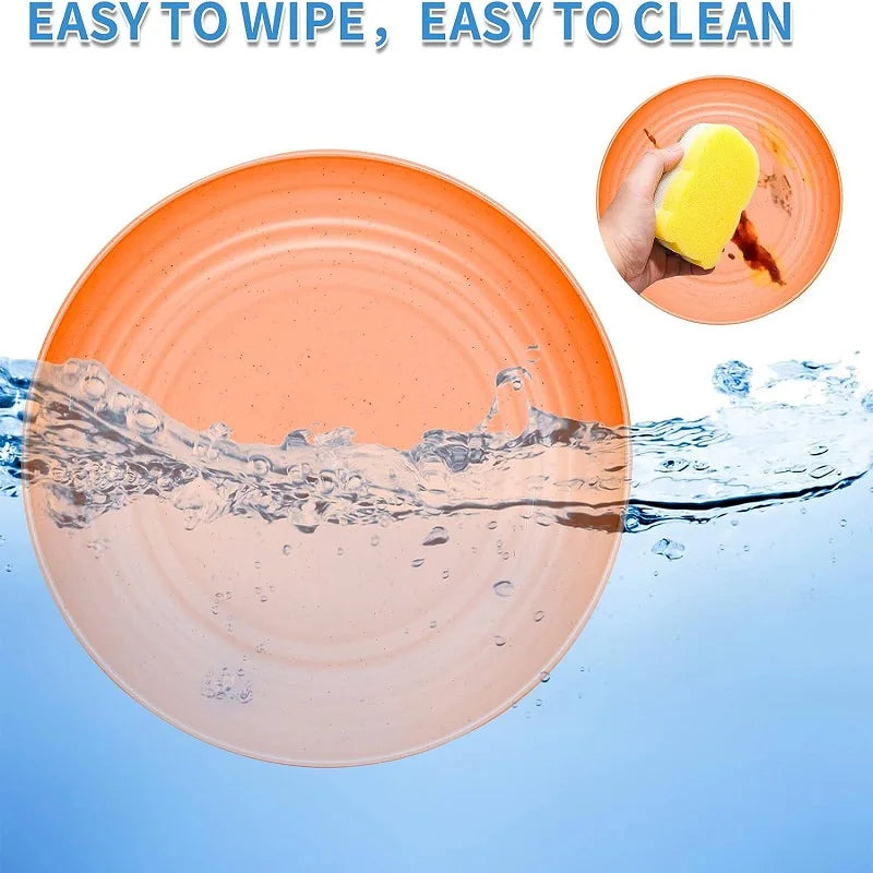 1/4/6PCS Wheat Straw Dinnerware Set Eco-friendly Safety Plates Cups Bowels Home Party Tableware Set Outdoor Camp Candy Colours.