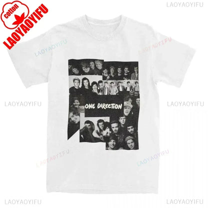 One Directions Women Print T-Shirts Rapper Short Sleeve T Shirt Hip Hop Vintage Singer Tops Summer Cotton Unisex Tees Clothing.