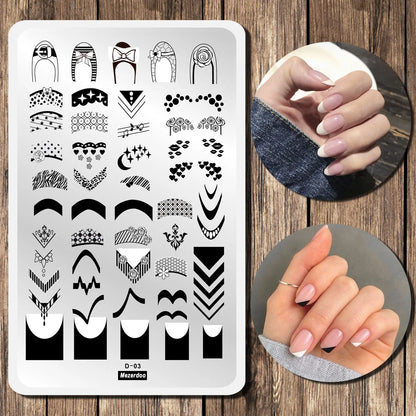 French Line Nail Stamping Plates Stripes Swirl Snake Design Nail Art Stamp Stencil Stainless Steel Printing Tools 14.5*9.5cm.