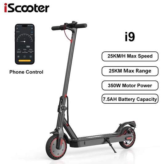 iScooter i9 Foldable Adult Electric Scooter E-Scooter 25 KM/H Electric Kick Scooter 350W Skateboards 42V 7.5Ah Kickboard.
