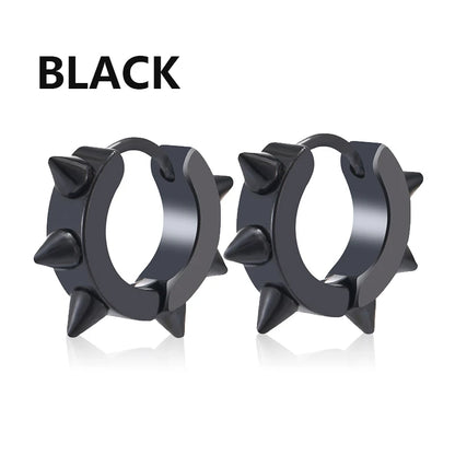 1 /11 Pairs Punk Stainless Steel Stud Earrings Black Earrings Set For Men Women Vintage Hip Hop Piercing Ear Jewelry Accessories