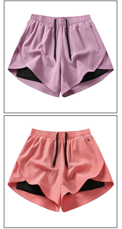 Yoga Short Pants Women Double Design Short Lightweight Comfortable Quick Dry Breathable Fitness Sport Anti-exposure Shorts Pants.