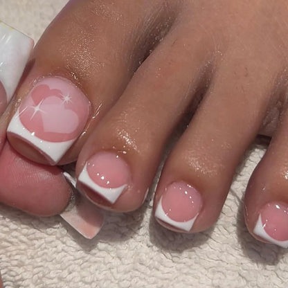 24 PCS Red/White/Black/Yellow/Wine Red Toenails Fake Toe Nails Natural  -Solid Color Square Press on Toenails Short.