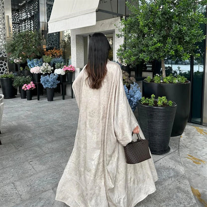Ramadan Shiny Satin Open Kimono Abaya Dubai Luxury 2025 Muslim Kaftan Dress Abayas For Women Islam Clothing Robe Femme Musulmane.