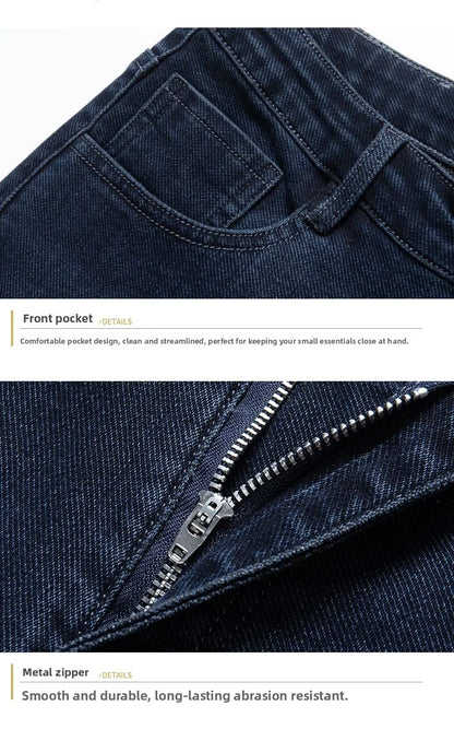 Autumn New Men's Business Jeans High Elasticity Straight Denim Trousers Men's Pants Work Clothes Haze Blue Black Gray Brand