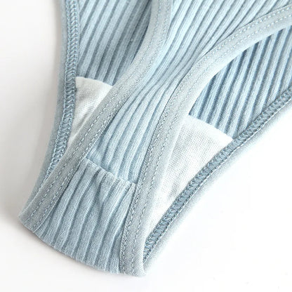 4Pcs Women's Panties Fashion Striped Thongs Soft Cotton Underwear Ladies Sexy Lingerie Sports Breathable G-Strings Cozy T-Back.