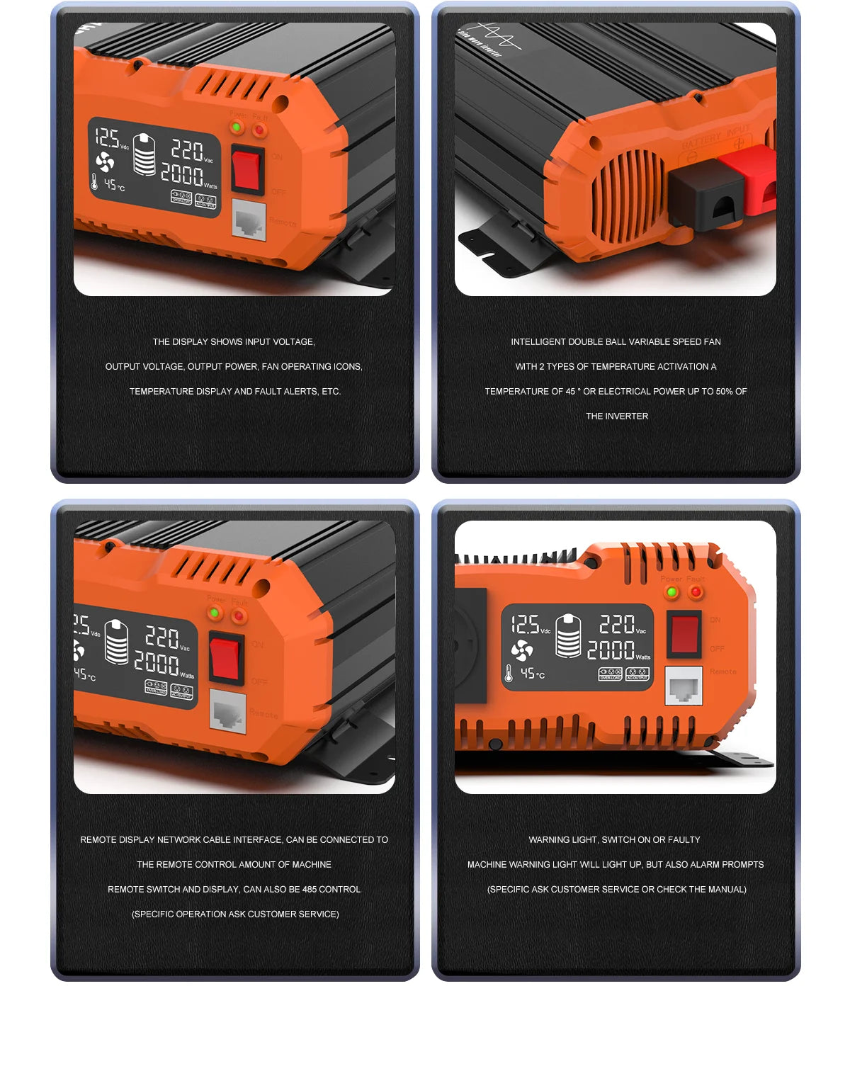 FCHAO Pure Sine Wave Inverter 12V 24V 48V To 220V 230V LCD Display Auto Accessories Power Converter For Home Camping  And RV.