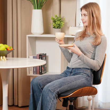 Durrafy Bürostuhl ohne Armlehnen, moderner Walnussstuhl, Schreibtischstuhl mit Leder, höhenverstellbar, kleiner Stuhl, PU-Leder, Uphol