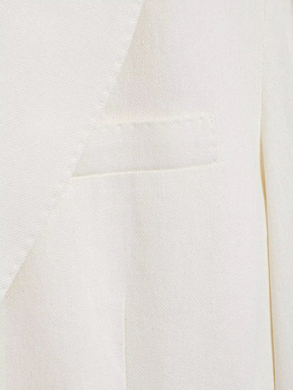 HH Women's Suits White Turn-Down Collar Long Sleeves Lace-Up Blazers+High Waist Zipper Long Pants Female Spring Fashion Sets.