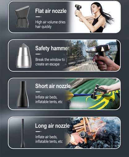 New Wireless Hair Dryer Multifunctional Outdoor Barbecue Carbon Blowing Dust Removal Portable Charging High Speed Hair Dryer