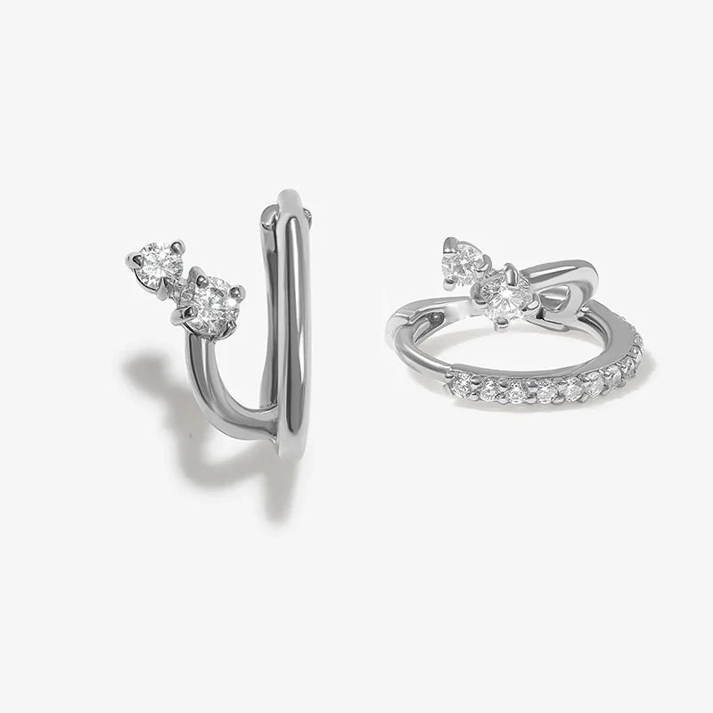 Crmya Classic Earrings for Women Zirconia Gold-plated Ear Cuff Stud Hoop Earrings Women Party Jewelry Accessories Wholesale.