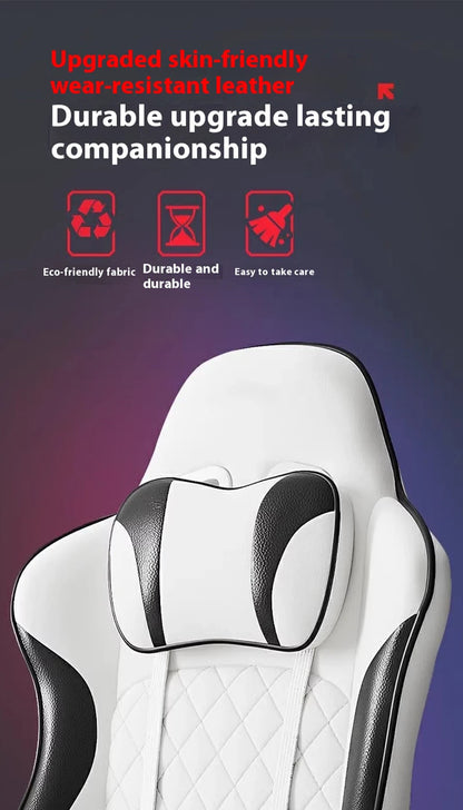 Gaming-Stuhl im Racing-Stil, drehbarer Bürostuhl, 8 cm dickes Latexkissen, verstellbarer Computersitz aus 135 Grad PU-Leder