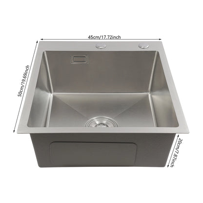 Edelstahlspüle, 45 x 50 cm, moderne Küchenspüle, Küchenspüle mit Abflussrohr, X-förmige Wassergleitungsleitung
