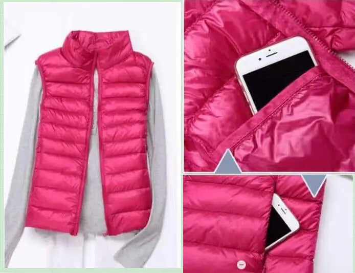 Neue Frauen Ärmellose frauen Ultra Licht Unten Westen Dünne Jacke Mädchen Gilet Plus Leichte Winddicht Warme Weste Tragbare.