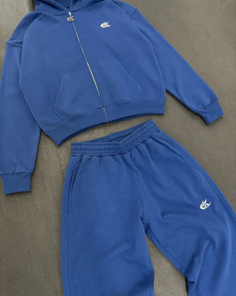 Europe and the United States Vintage Pop Men suit Unique embroidered High Street Harajuku top oversize Fall casual tracksuit.