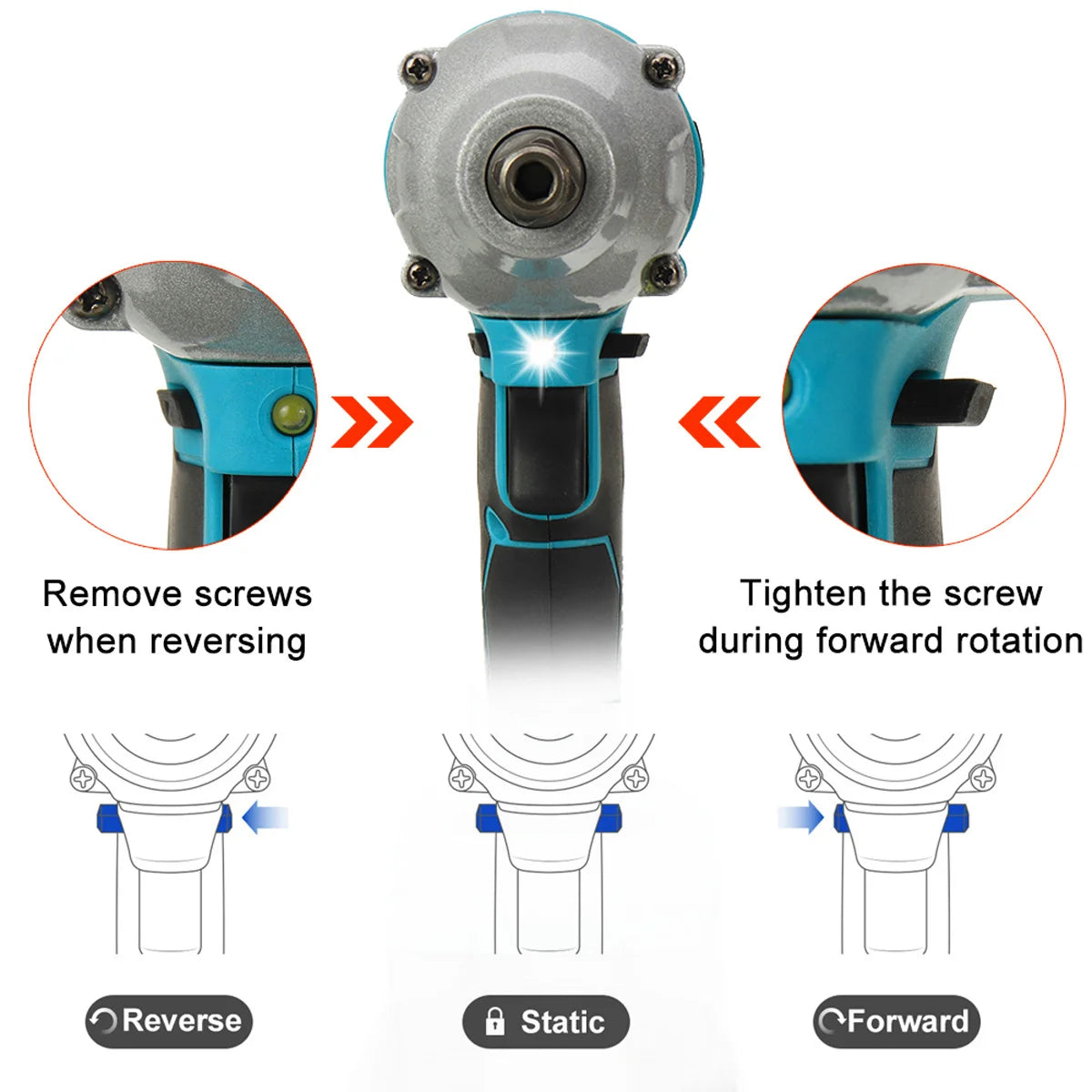 Drillpro Elektrowerkzeug-Set, 800 N.M, elektrischer Schraubenschlüssel, Bohrhammer, 13 mm Bohrmaschine, 125 mm Winkelschleifer für 18 V