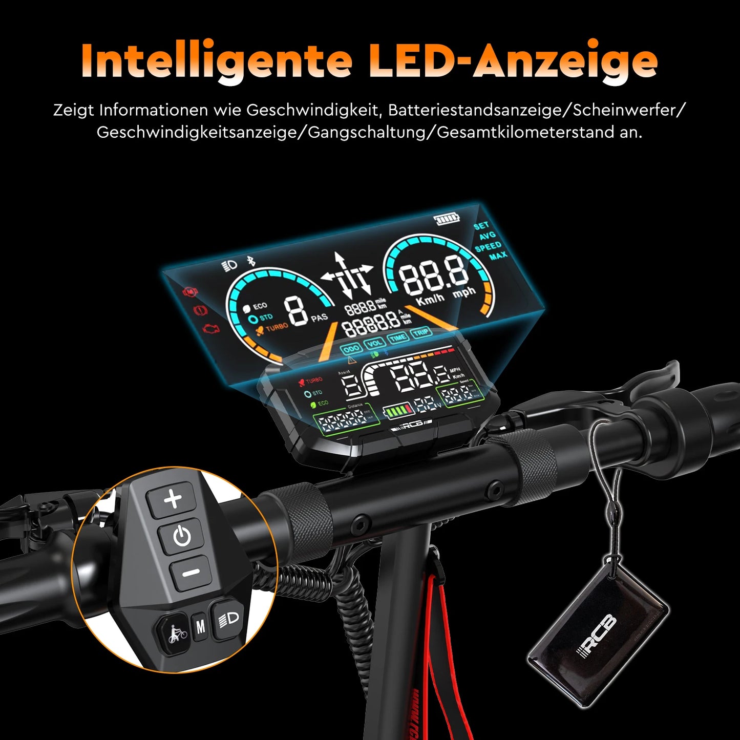 RCB Electric Scooter D5/D5 PRO ABE (premium version), NFC/Indicator/APP, 500W Motor Peak 1600, 10" Commuting E Scooter for Adult.