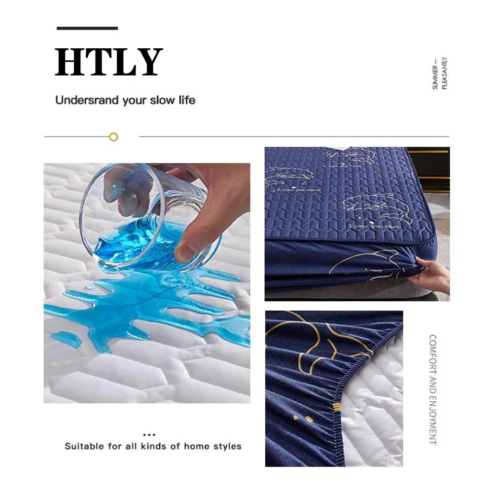 Waterproof Thicken Mattress Cover Quilted Latex Mat Bed Covers Pad Skin-Friendly Fitted Sheet Protector Bedspread150/160/180x200