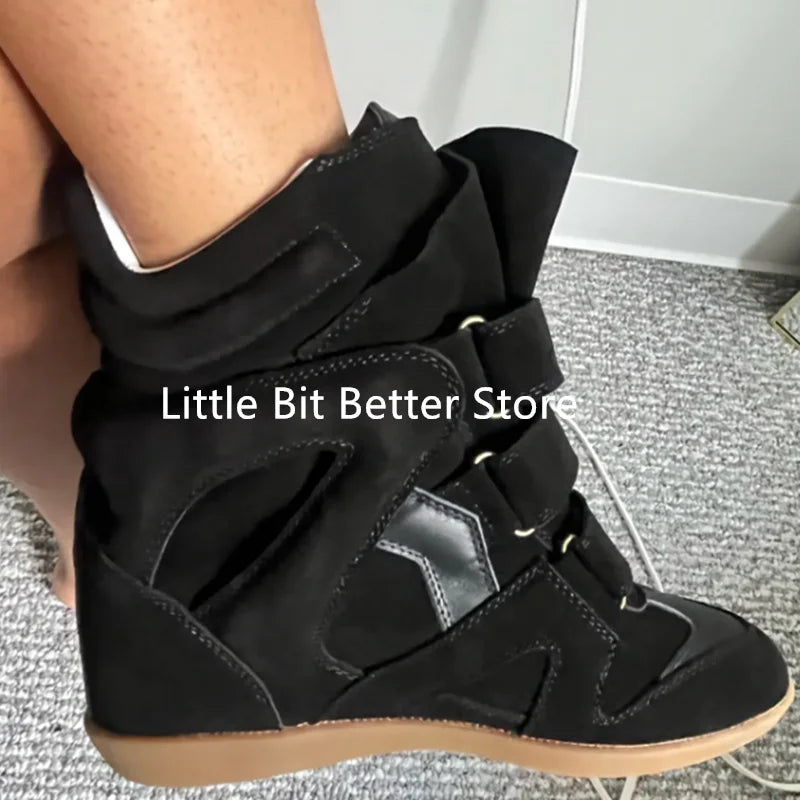 Autumn Winter Luxury Brand Design Women Ankle Boots Fashion Height Increasing Casual Shoes Leather Women Motorcycle Boots 2026.