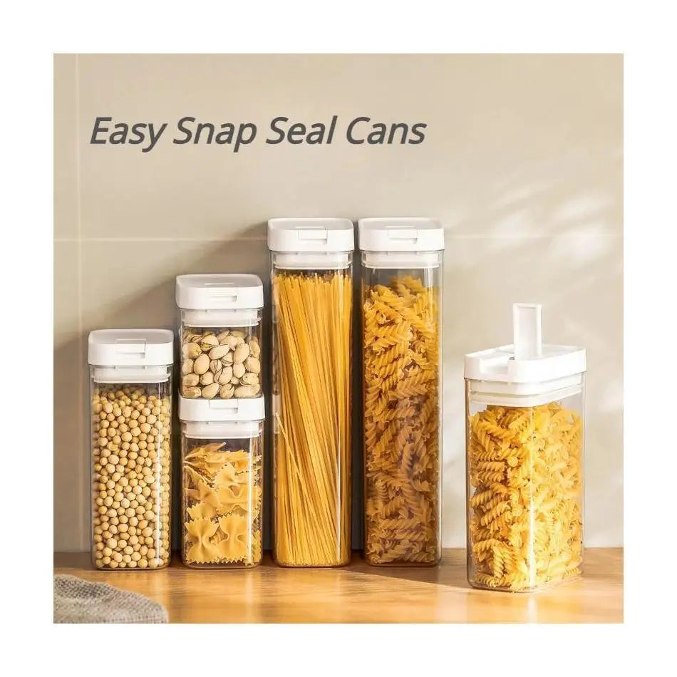 Kitchen Plastic Container Organizer Moisture-Proof Sealed Tank Square Transparent Grain Storage Jar Dried Fruit Snack Box Cans.