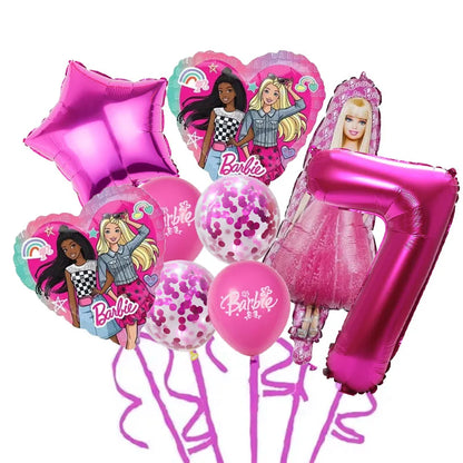 9 Stück Barbie Geburtstag Party Dekor Barbie Aluminiumfolie Ballon 32 Zoll Pink Zahlenballon Mädchen Pink Party Dekor Supplie.