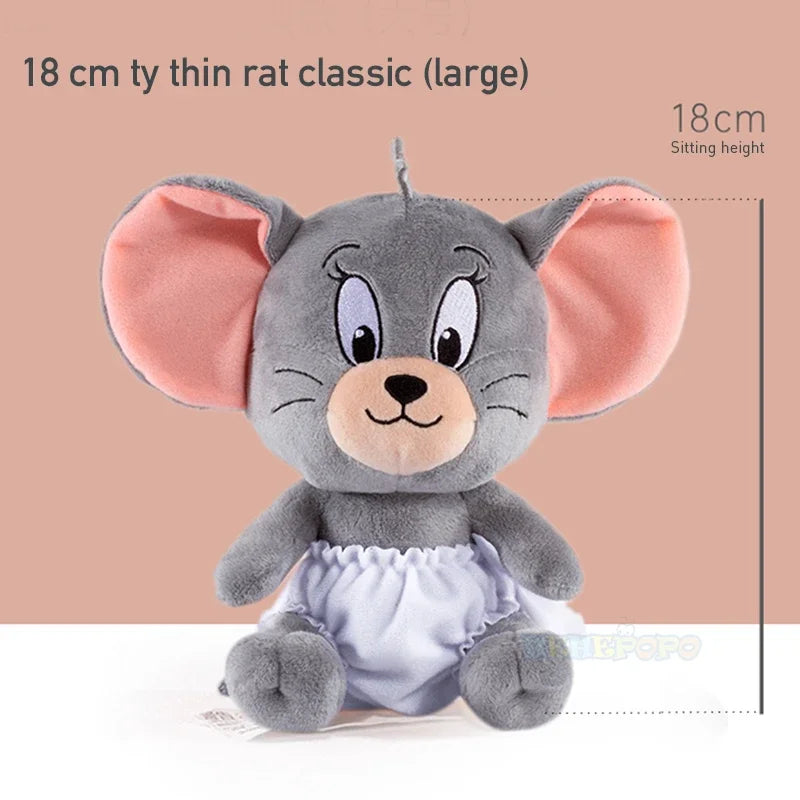 Original 18cm Tuffy Doll Tom and Jerry Plush Toys Cute Tom Cat Throw Pillow Doll Tefie Mouse Action Cartoon Doll.