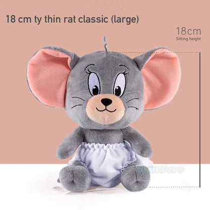 Original 18cm Tuffy Doll Tom and Jerry Plush Toys Cute Tom Cat Throw Pillow Doll Tefie Mouse Action Cartoon Doll.