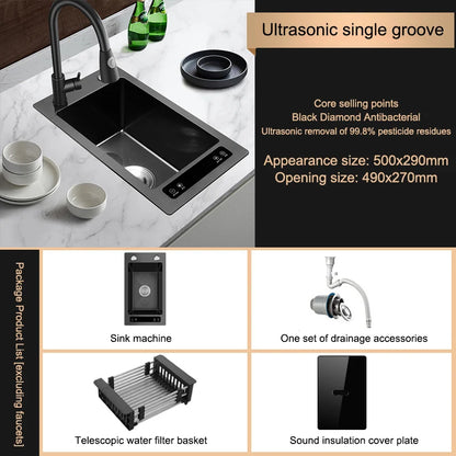 Kitchen Sink Stainless Steel Dishwashing Sink Ultrasonic Sink Dishwasher Multifunctional Intelligent Net Washer For Kitchen