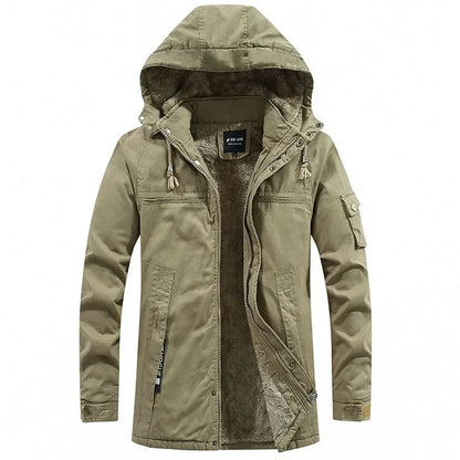 Parkas Coat Military Windproof Hooded Jackets Man Washed Cotton Thick Fleece Casual New  Winter Warm Varsity Jacket Men.